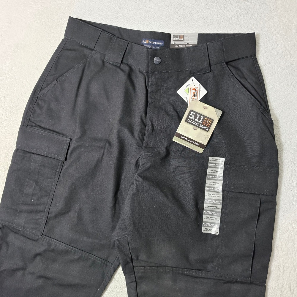 NEW 5.11 Tactical TDU Pants Mens XL 39.5-43/Reg Black Ripstop Cargo 74003